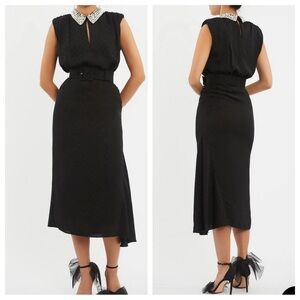 Rebecca Vallance Lorraine Black Collared Midi Dress Womens Size 4